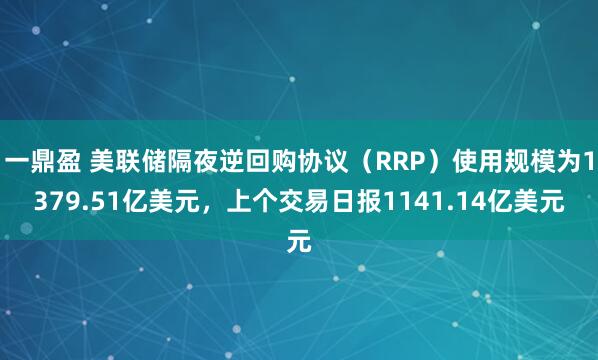 一鼎盈 美联储隔夜逆回购协议（RRP）使用规模为1379.51亿美元，上个交易日报1141.14亿美元