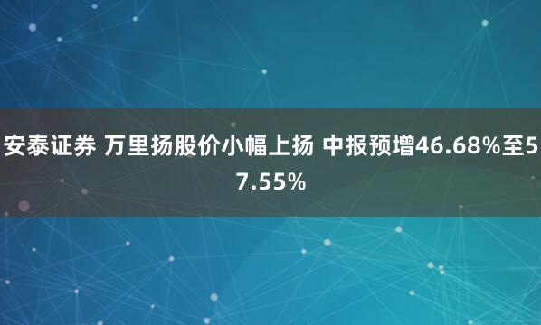 安泰证券 万里扬股价小幅上扬 中报预增46.68%至57.55%